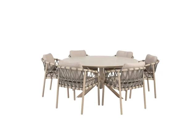 Taste by 4 Seasons Piacenza Gartenset Latte mit Prado-Tisch mit Keramikplatte Ø 160 cm