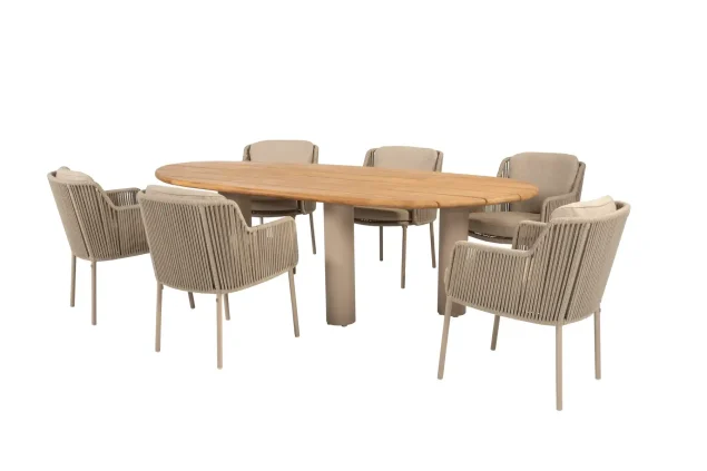 4 Seasons Outdoor Bernini Gartenmöbel-Set latte mit Estate Tisch 240 cm