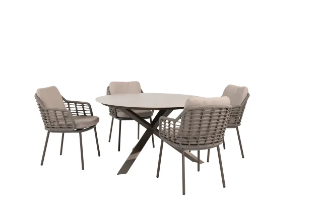 Taste by 4 Seasons Puglia Esstischset Terre mit prado Tisch mit Keramikplatte Ø 130 cm