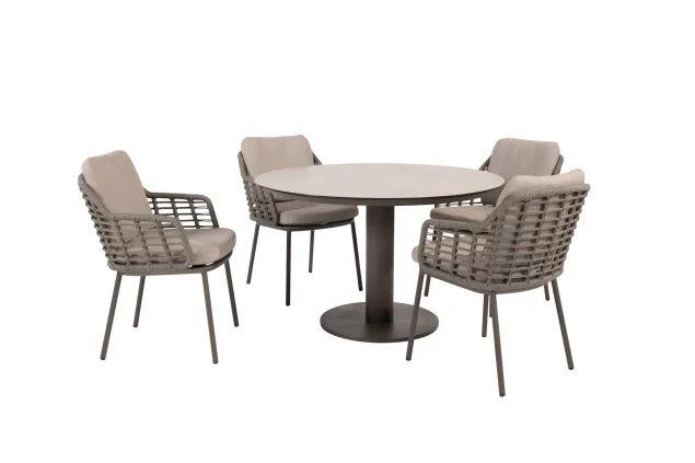 Taste by 4 Seasons Puglia Esstischset Terre mit Sarah Tisch mit Bedruckte Keramik-Tischplatte Ø 120 cm