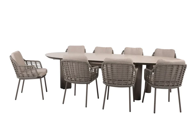 Taste by 4 Seasons Puglia Gartenset Terre mit Denia-Tisch mit bedruckter Keramikplatte 290 cm