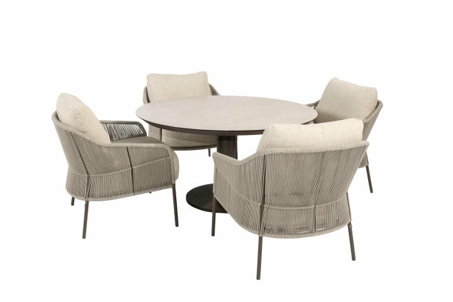 Taste by 4 Seasons Florence Low-Dining Gartenset Terre mit Sarah Tisch Ø 130 cm