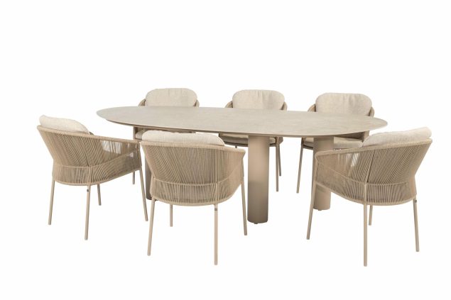 Taste by 4 Seasons Florence Gartenset Latte mit Estate Tisch 240 cm Keramik