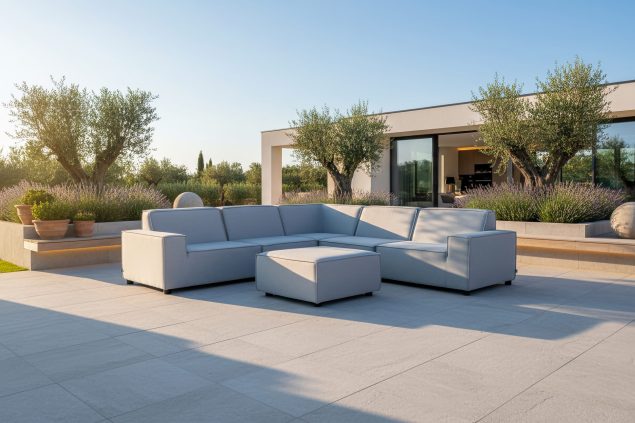 Flow. Cube Eckbank lead chiné