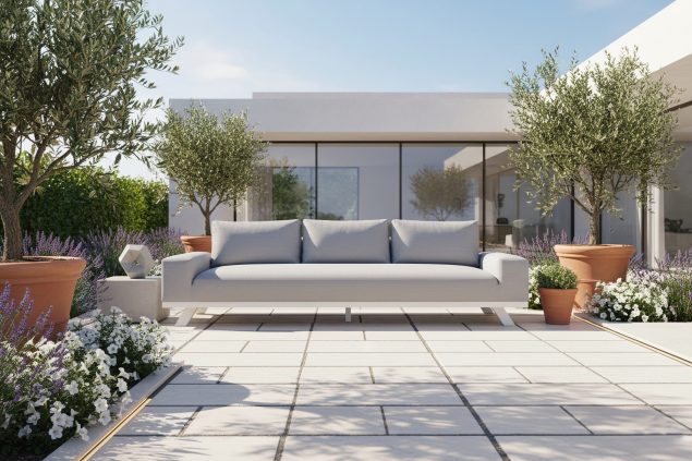 Flow. Easey 3-Sitzer-Lounge-Sofa lead chiné