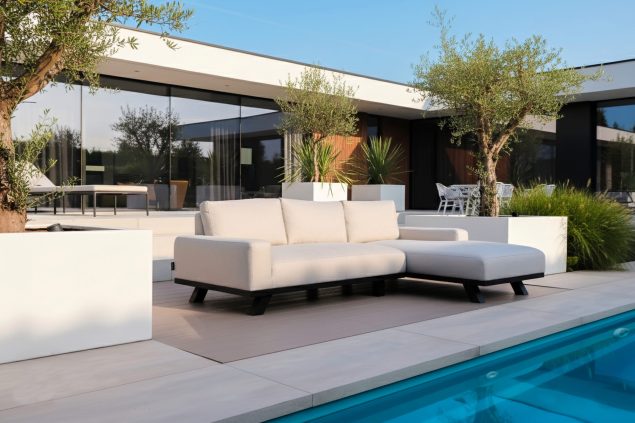 Flow. Easey Chaiselongue-Sofa graumel chalk