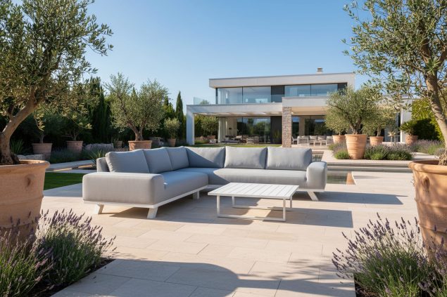 Flow. Easey Eckbank Lead Chiné Sunbrella