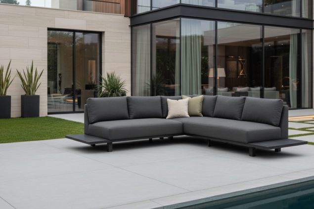 Flow. Emerald Plattform-Lounge-Sofa sooty