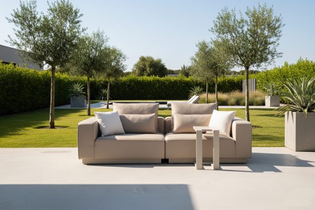 Flow Velora Lounge-Sofa Heather Chalk mit beigem Gestell