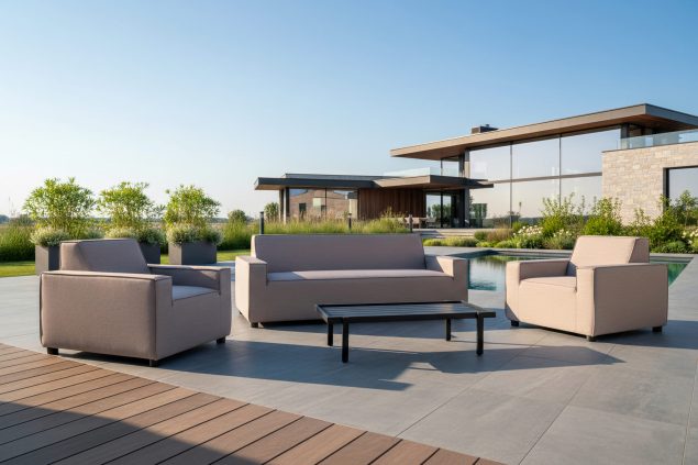 Flow. Club Sofagarnitur mit zwei Sesseln taupe chiné