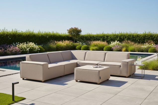 Flow. Cube Eckbank taupe chiné