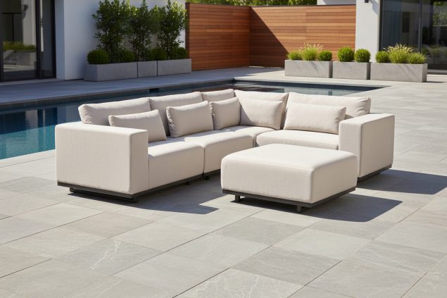 Flow. Lux M Eckbank Sunbrella graumel chalk