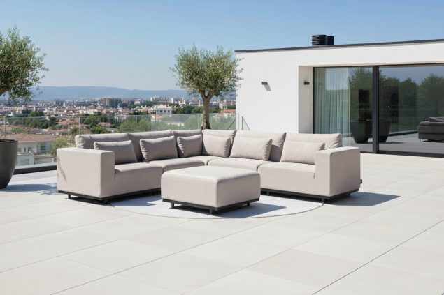 Flow. Lux Eckbank Sunbrella graumel chalk