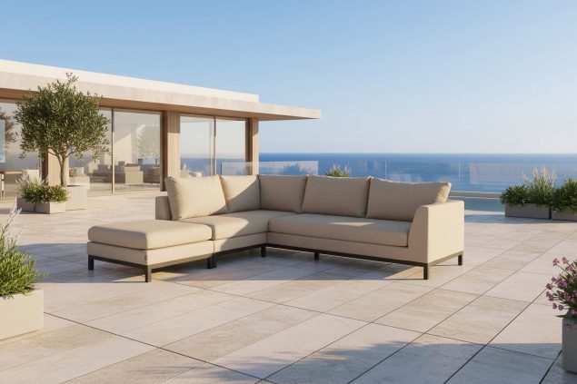 Flow. Square Chaise Sofa Heather beige links