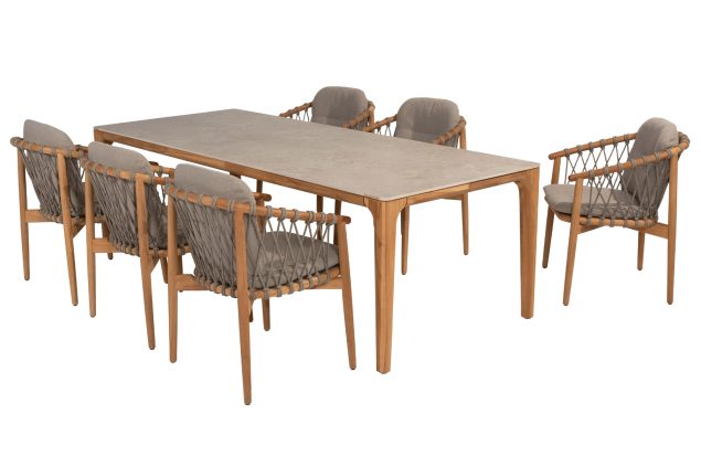 4 Seasons Outdoor Nora Gartenset Teak natur mit Liam Tisch 240 x 100 cm