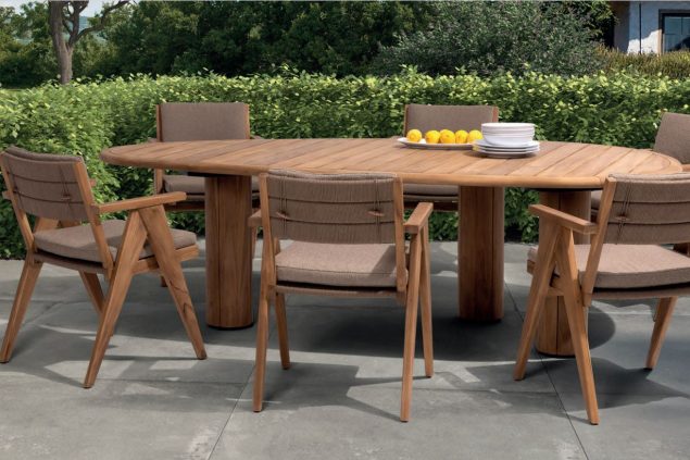 4 Seasons Outdoor Mats Gartenmöbel-Set mit Corsica Gartentisch mit kieselförmiger Platte 240 x 130 cm