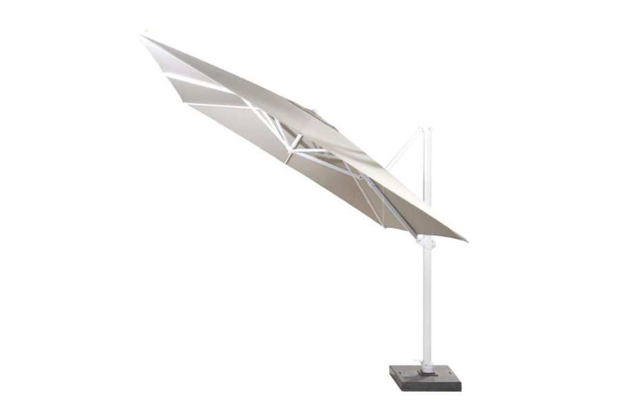 4SO Siesta parasol taupe doek 300 x 300 cm wit frame