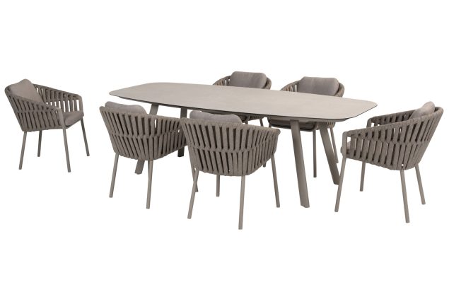 Taste by 4 Seasons Owen Gartenmöbel-Set Cloud mit Manolo Tisch mit bedruckter Keramikplatte 240 x 103 cm