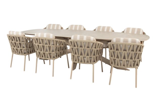 4 Seasons Outdoor Beverly Gartenmöbel-Set Latte mit Prado Tisch 300 cm