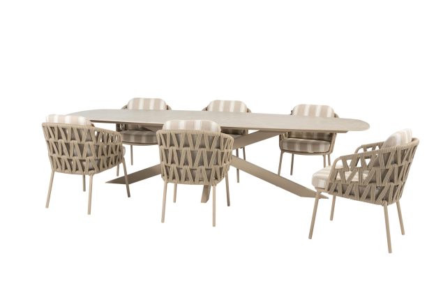 4 Seasons Outdoor Beverly Gartenmöbel-Set Latte mit Prado Tisch 240 cm