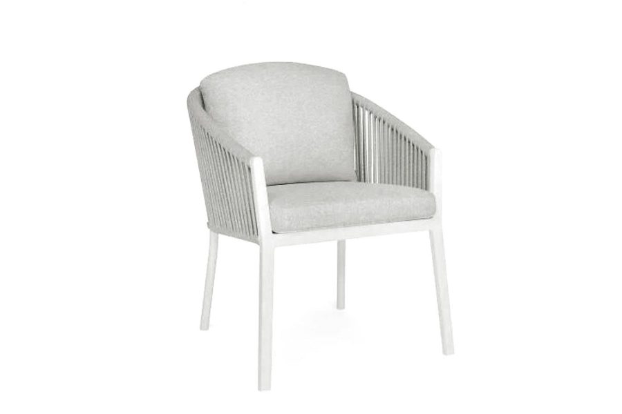 Suns Avero Gartenstuhl Matt white Fishbone weaving soft grey