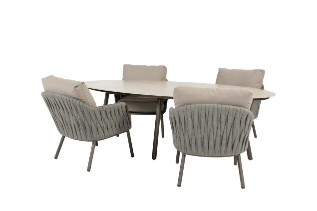 Taste by 4 Seasons Cannes Low Dining Set mit Salute Tisch mit Keramikplatte 220 cm