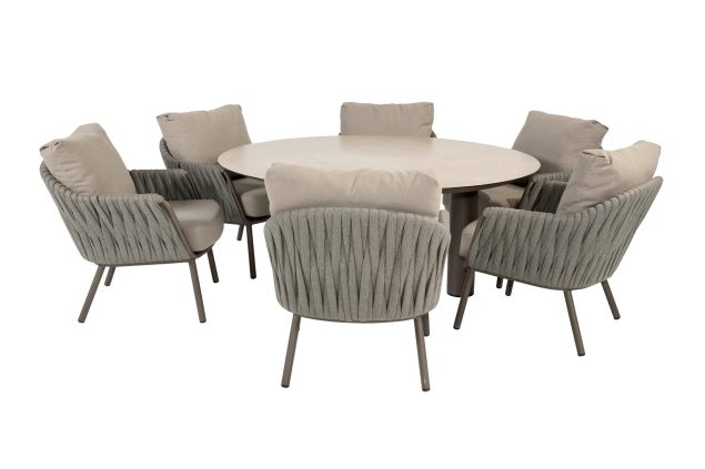 Taste by 4 Seasons Cannes Low Dining Set Terre mit Donato Tisch mit Keramikplatte Ø 160 cm