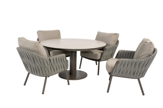 Taste by 4 Seasons Cannes Low Dining Set mit Sarah Tisch 130 cm