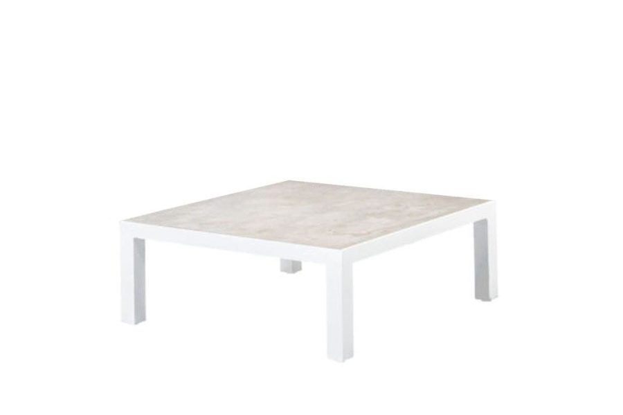 SUNS Malmo Couchtisch mattweiß mit Keramikplatte 90 x 90 cm