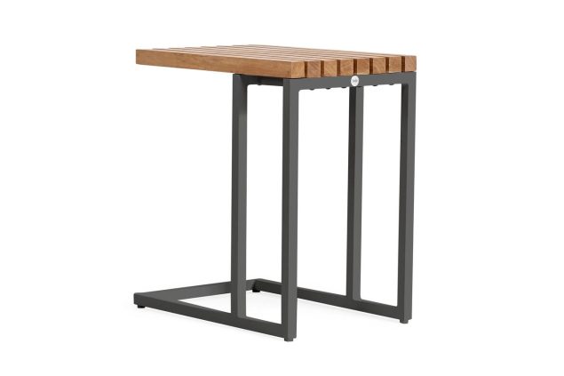 SUNS Savona loungetafel matt royal grey met teak blad 30 x 45 cm