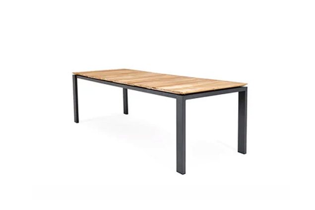 SUNS Savona Gartentisch matt royal grey mit Teakholzplatte 220 x 100 cm