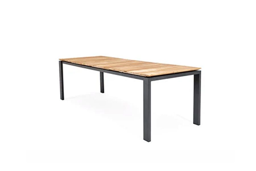 SUNS Savona Gartentisch matt royal grey mit Teakholzplatte 220 x 100 cm