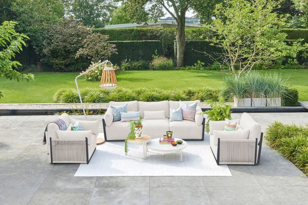 Suns Sorrento Lounge-Sofaset anthrazit mit natur Kissen * Sale *
