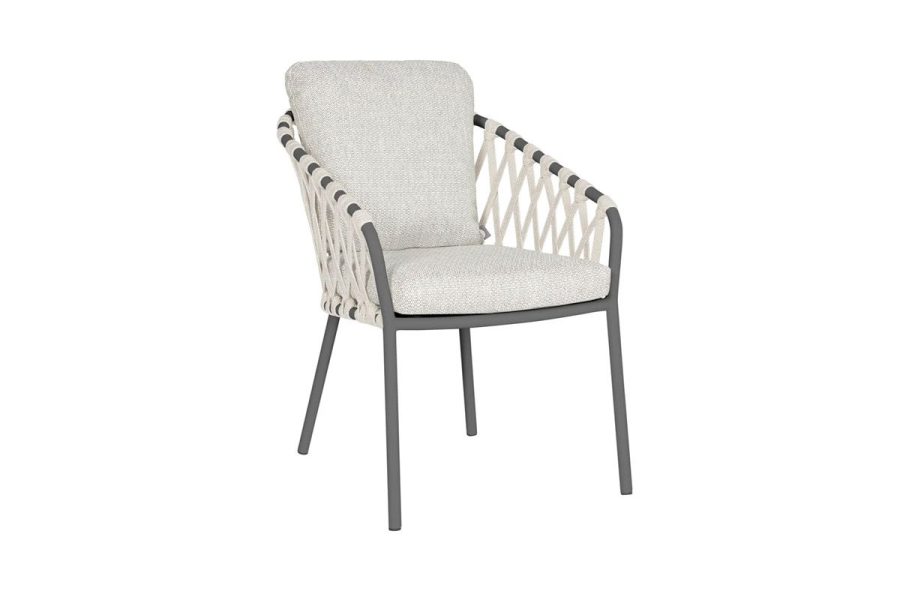 Suns Nappa Gartenstuhl MRG camel sand - cross weaving mit soft grey Kissen