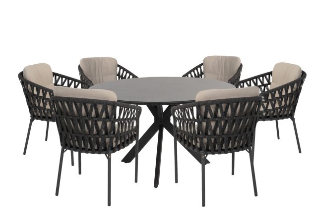 Taste by 4 Seasons Albareto Gartenmöbel-Set anthrazit mit Locarno Tisch mit HPL-Platte Ø 160 cm * Sale *