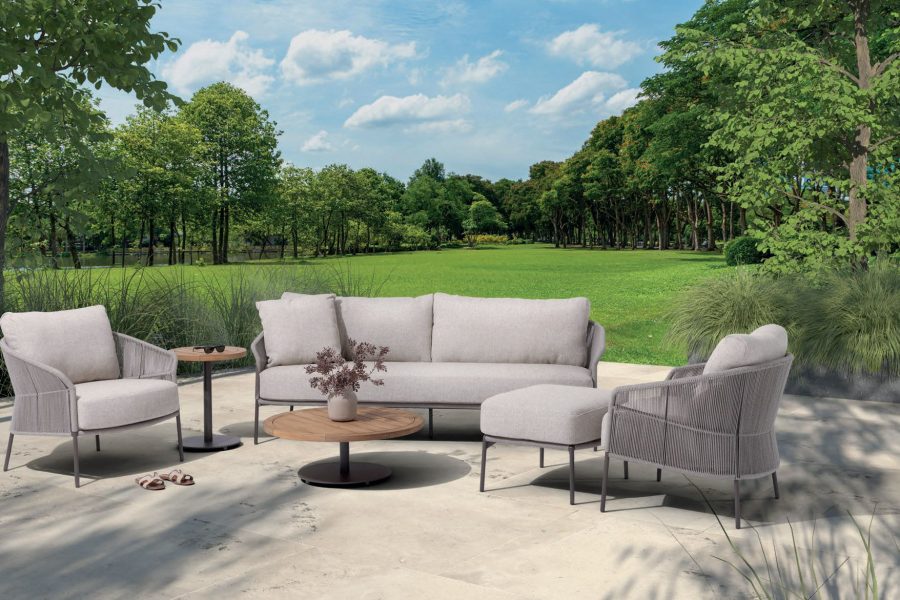 Taste by 4 Seasons Florece Lounge-Set terre mit Volta Tischen Ø 80 x 30 cm und Ø 45 x 55 cm