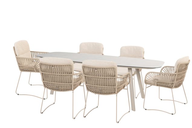 4 Seasons Outdoor Murcia Gartenmöbel-Set latte mit Manolo Tisch mit bedruckter Keramikplatte 240 x 103 cm * Sale *