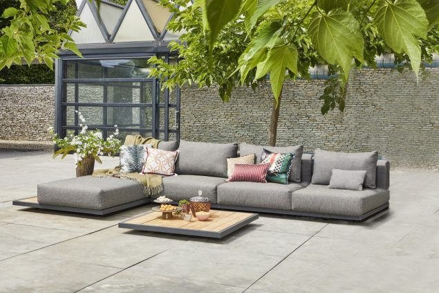 SUNS Kota Chaise longue mit 3-Sitzer-Lounge-Sofa, hellanthrazit, rechts