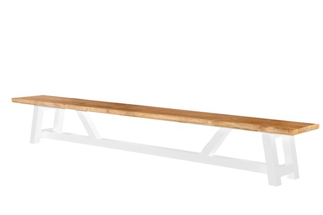 Suns Vasto bench matt white met life edge teak blad 330 cm