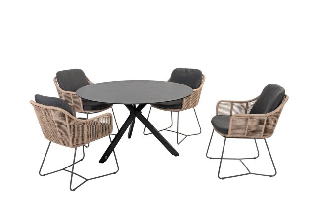 Taste by 4 Seasons Belmond tuinset naturel met Locarno tafel HPL blad Ø 130 cm