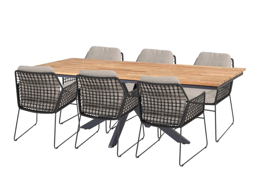 Taste by 4 Seasons Rhodos tuinset met Minerva tuintafel teak blad 220 x 95 cm
