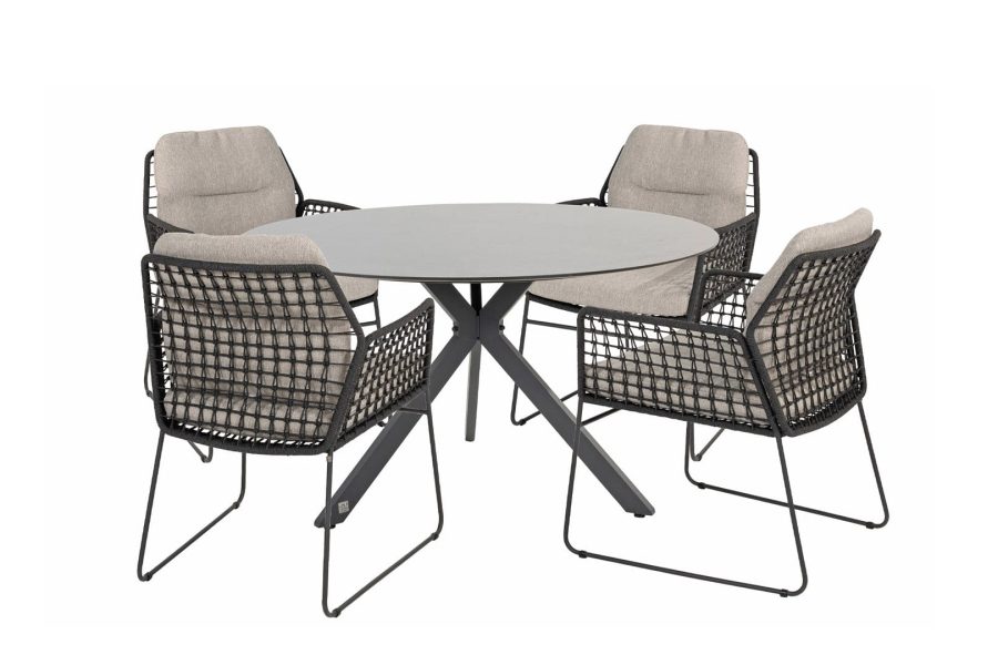 Taste by 4 Seasons Rhodos tuinset met Locarno tafel HPL blad Ø 130 cm