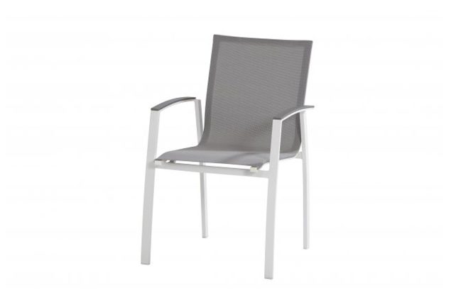 Taste by 4 Seasons Torino Stapelbarer Gartenstuhl grau mit weißem Gestell * Sale *