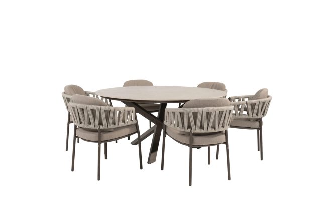 Taste by 4 Seasons Calma Gartenmöbel-Set terre mit Prado Tisch Ø 160 cm