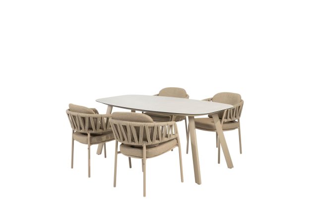 Taste by 4 Seasons Calma Gartenmöbel-Set Latte mit Manolo Tisch 180 cm
