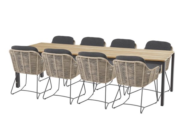 Taste by 4 Seasons Belmond Gartenmöbelset natur mit Goa-Tisch mit Robusto-Teakholzplatte 280 x 95 cm * Sale *