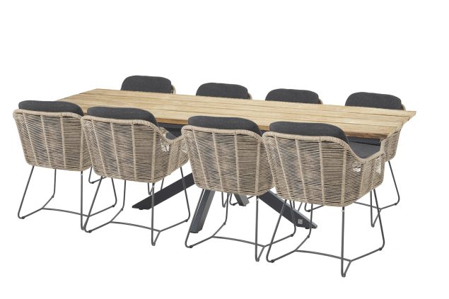 Taste by 4 Seasons Belmond Gartenmöbelset natur mit Minerva-Tisch mit Robusto-Teakholzplatte 280 x 95 cm * Sale *