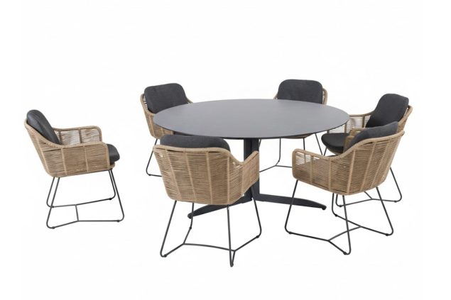 Taste by 4 Seasons Belmond Gartenmöbel-Set Natur mit Embrace Tisch Ø 160 cm * Sale *