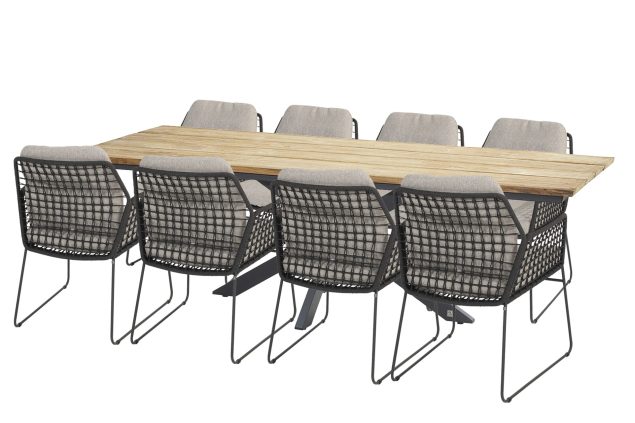 Taste by 4 Seasons Rhodos Gartenmöbel-Set mit Minerva-Tisch Robusto Teakholzplatte 280 x 95 cm * Sale *