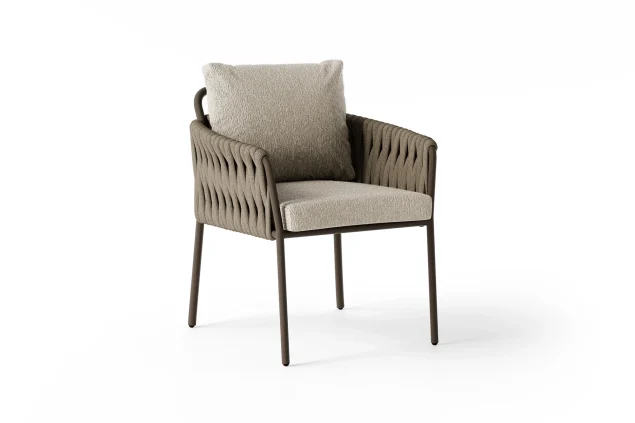 Suns Fiave Gartenstuhl Clouded rope - Bronze - Pebble dessert bouclé